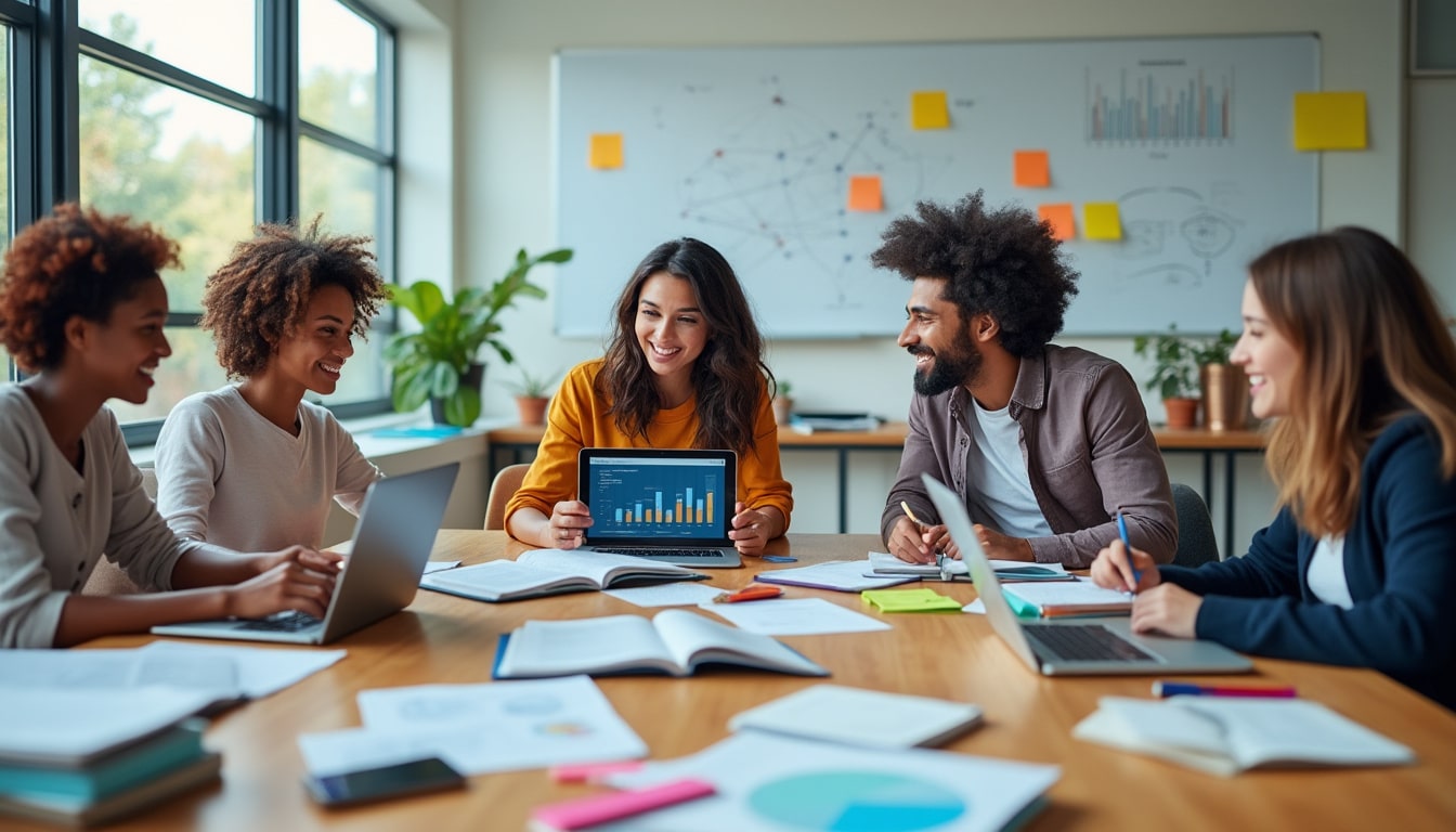découvrez comment le partage des rôles dans un travail de recherche en groupe favorise une classe coopérative efficace et collaborative.